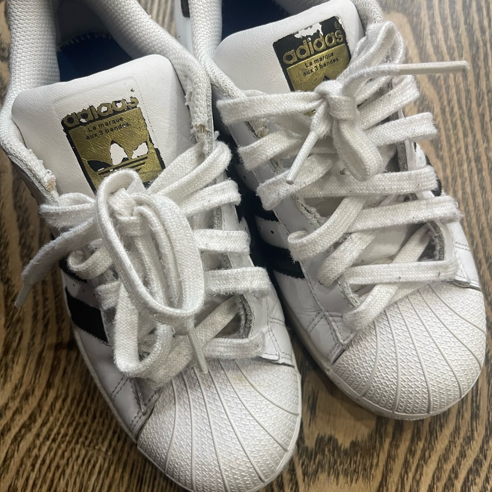 Adidas Originals White and Black Sneakers with Classic Shell Toe